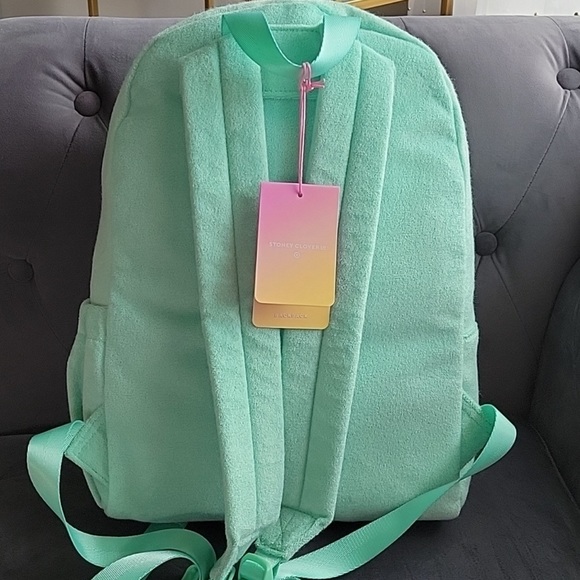NWT stoney clover mint green terry book bag back pack - Picture 3 of 5